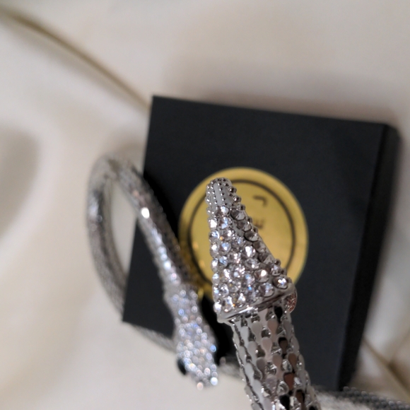 🍑Statement Snake Medusa Rhinestone Oversized Choker Mesh Scale Magnetic Closure - Picture 10 of 14